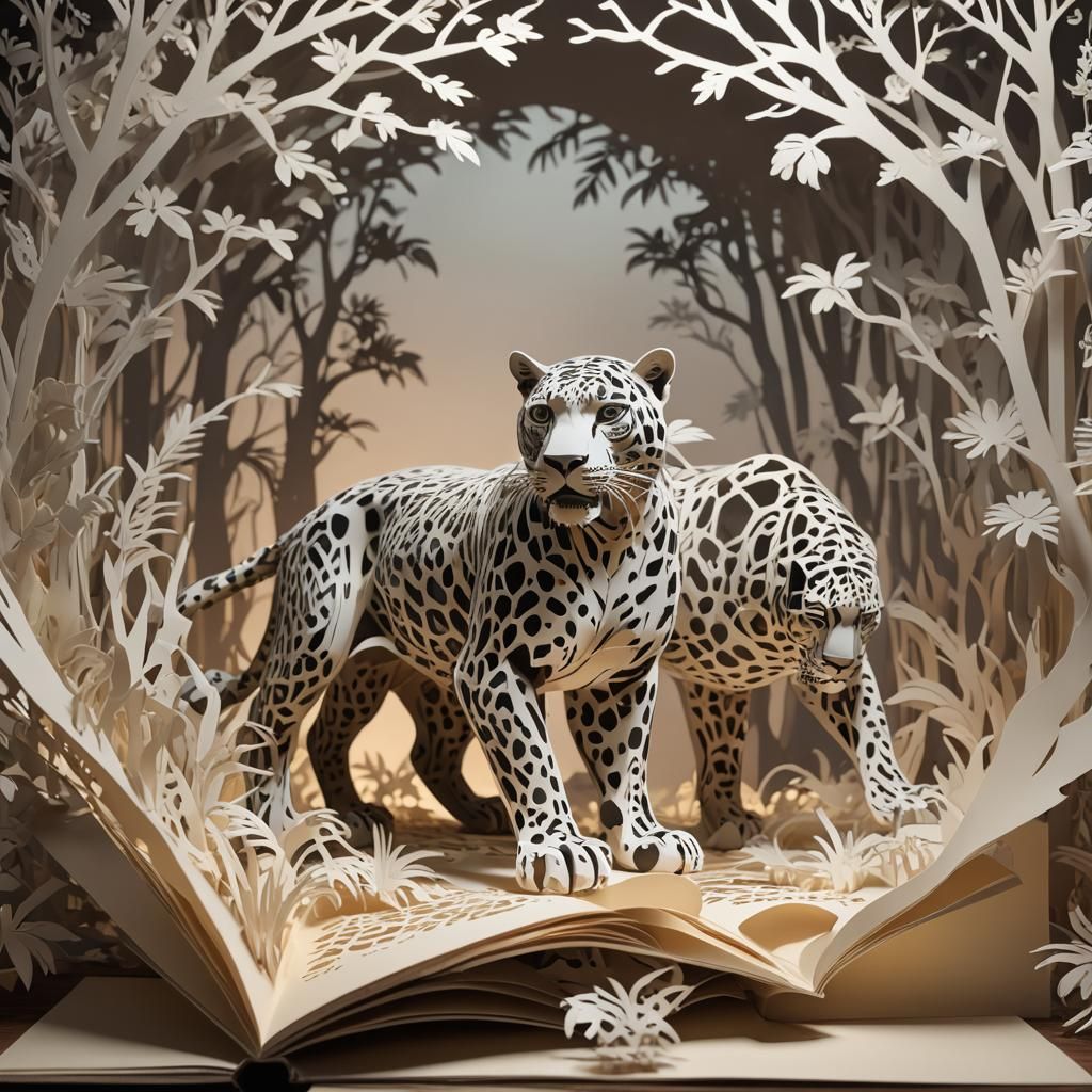 Kirigami Panther and Leopard Pop-Up Book