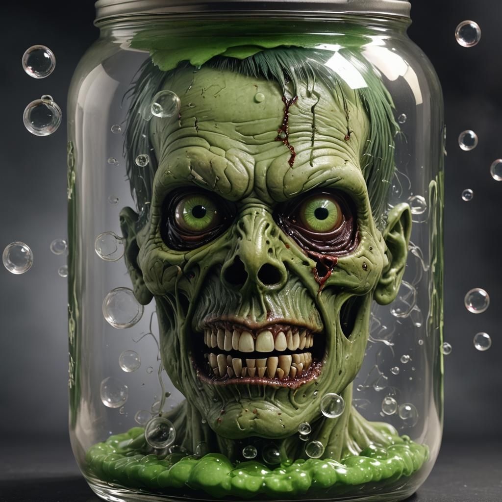 Tom Vecchio logo carved into the glass of the jar inside the...