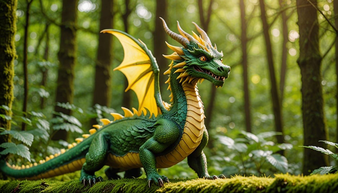 Golden Dragon Surrounded by Emerald Canopy