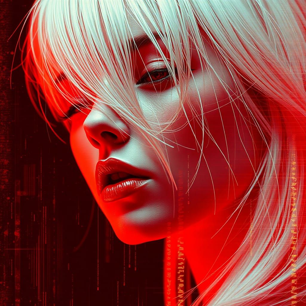 Mysterious Woman in Glitch Art Style