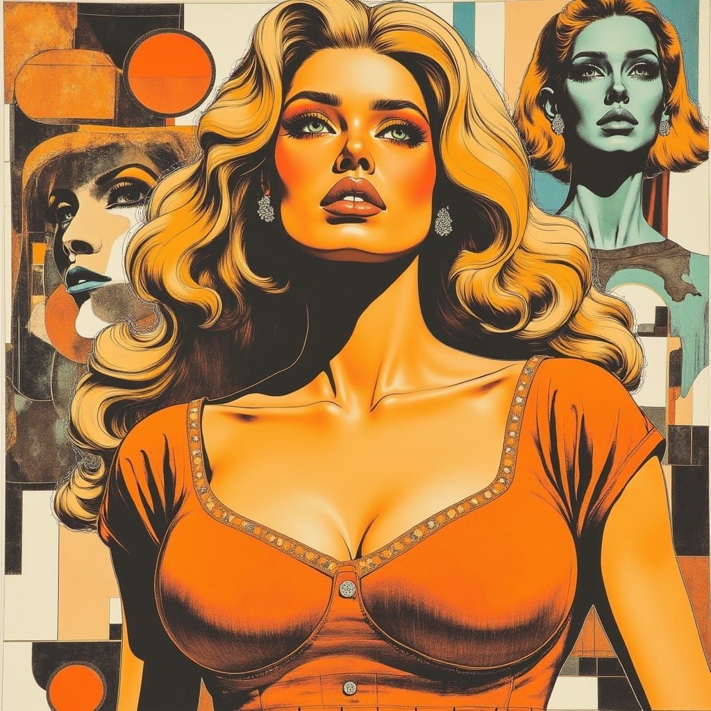 Retro-Style Portrait of a Plump Woman's Jealousy