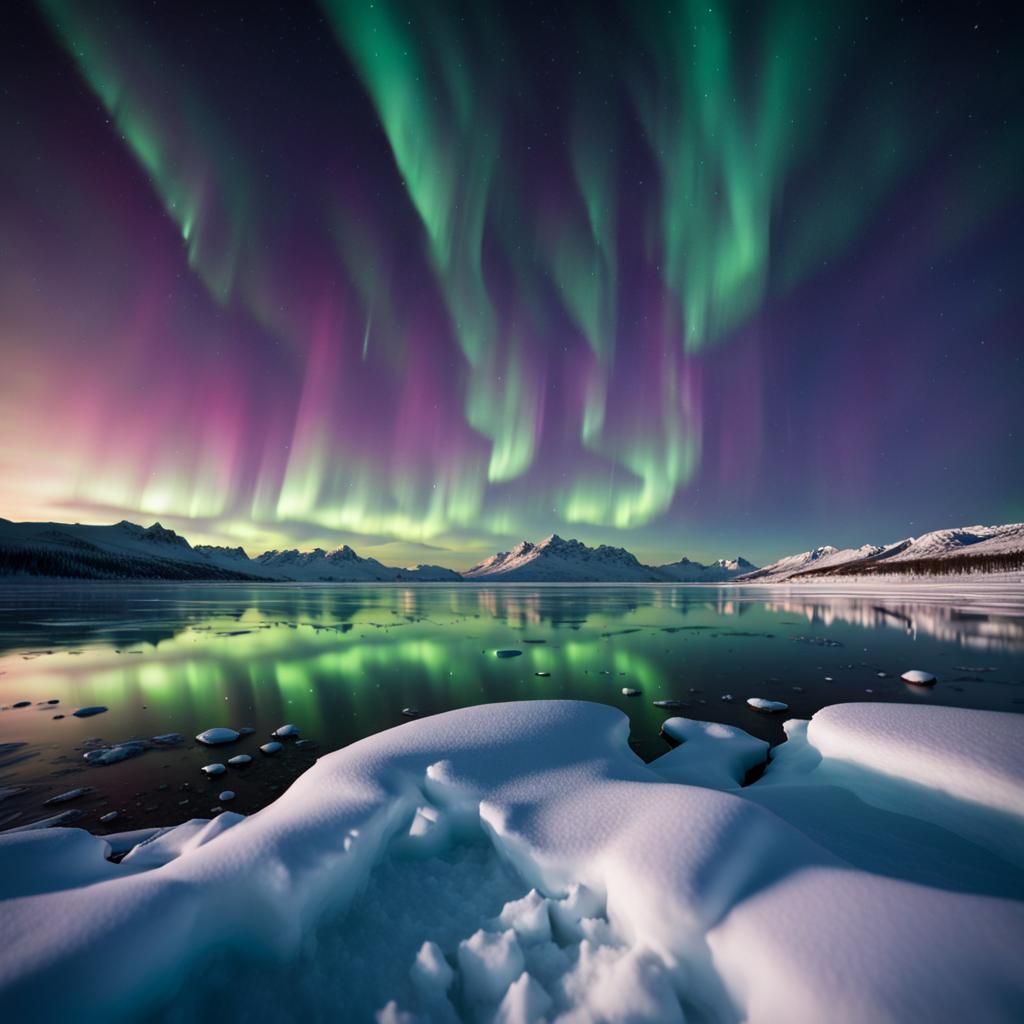 Arctic Landscape Under Aurora Borealis: Professional Photogr...