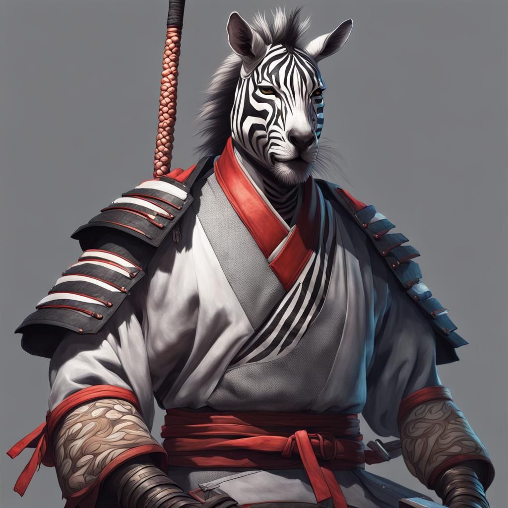Samurai Zebra Hybrid in Hyperdetailed Portrait