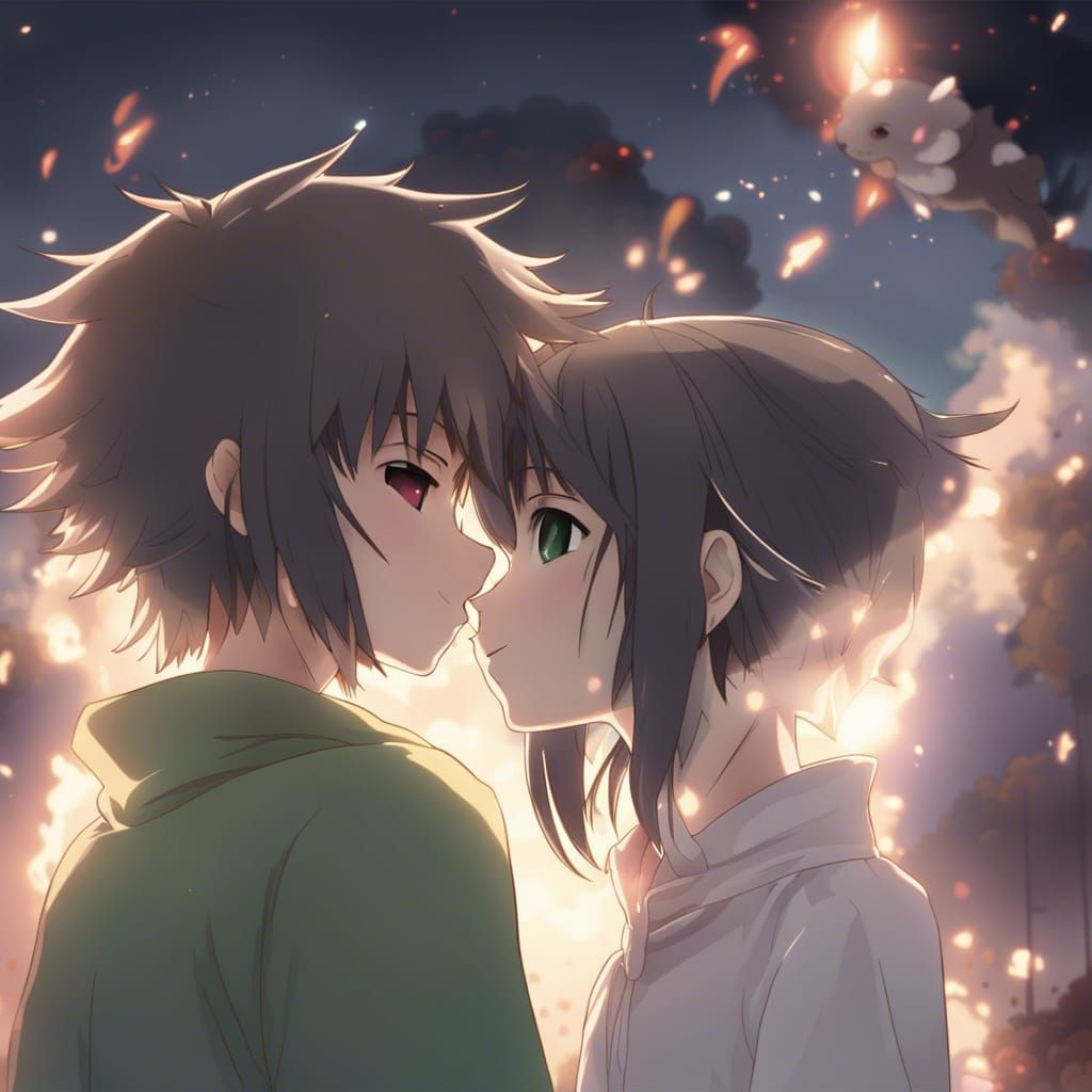Chihiro and Haku Kiss: Anime-Style Scene