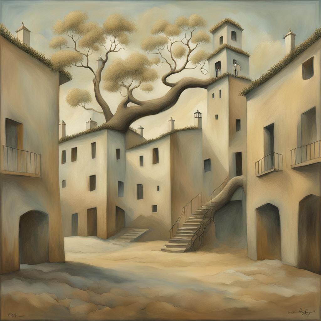Mystical Tree of Serenity in Cubist Impressionist Style