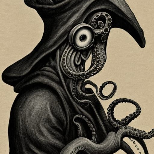 Octopus Plague Doctor in Dystopian Hospital