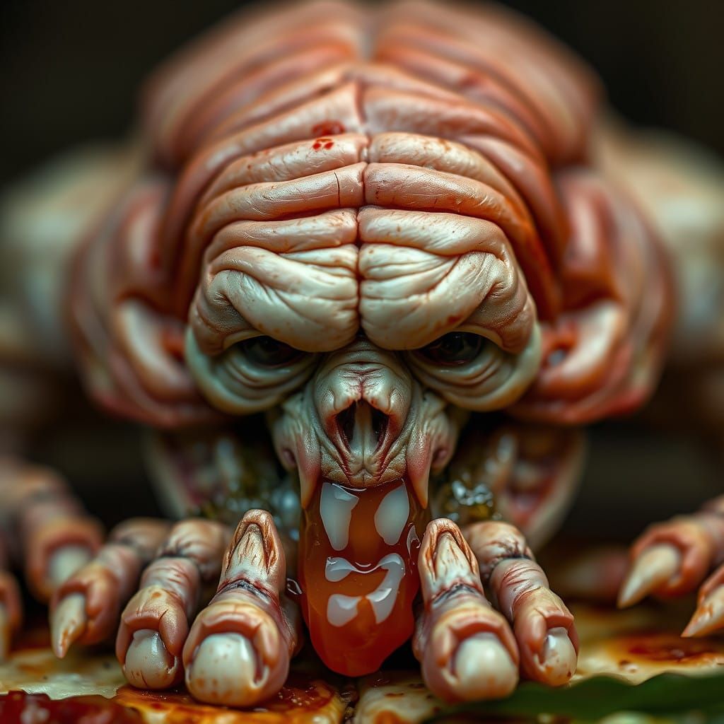 Grotesque Surrealist Portrait with Eerie Macro Details