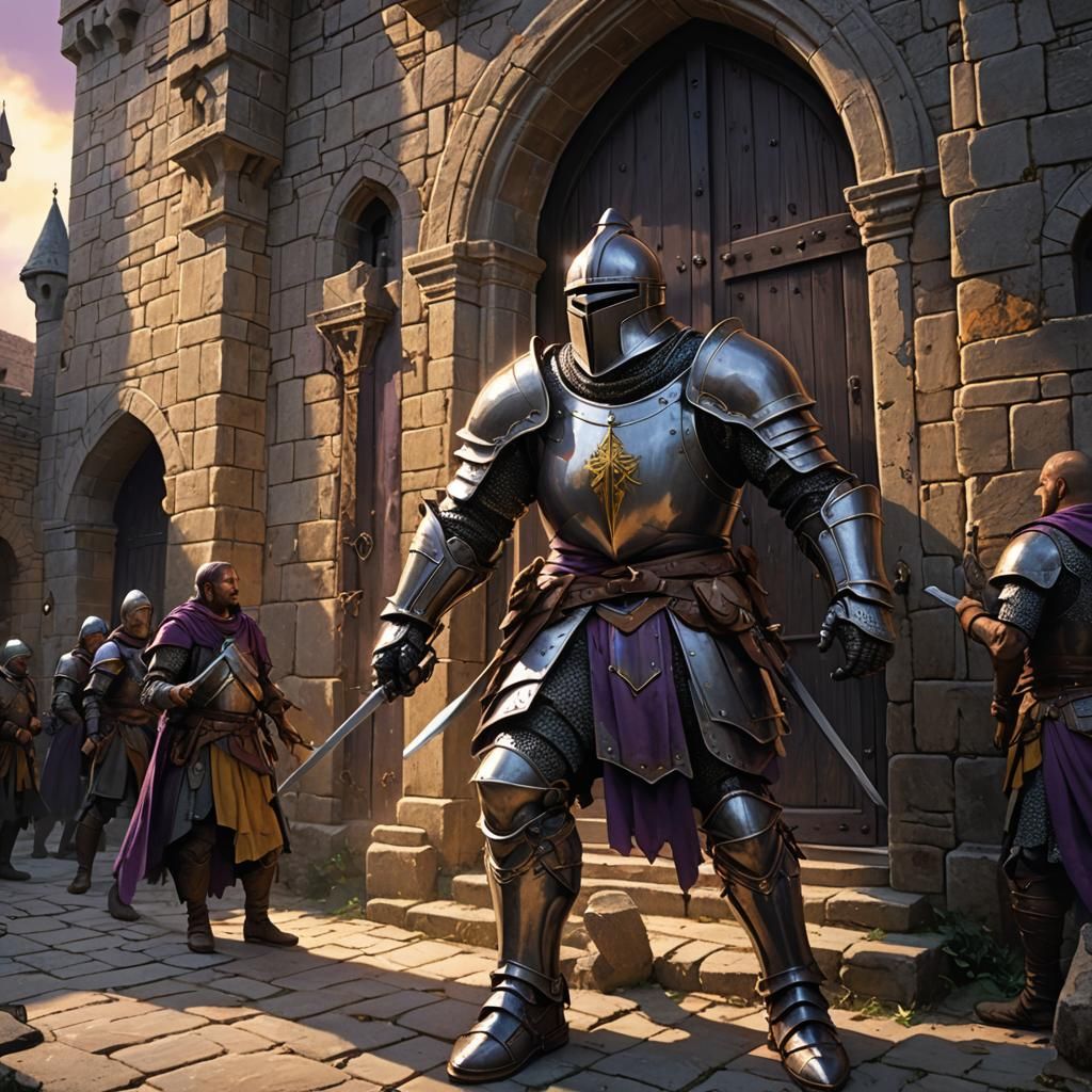 Knight Seeks Shelter in Dark Fantasy Style