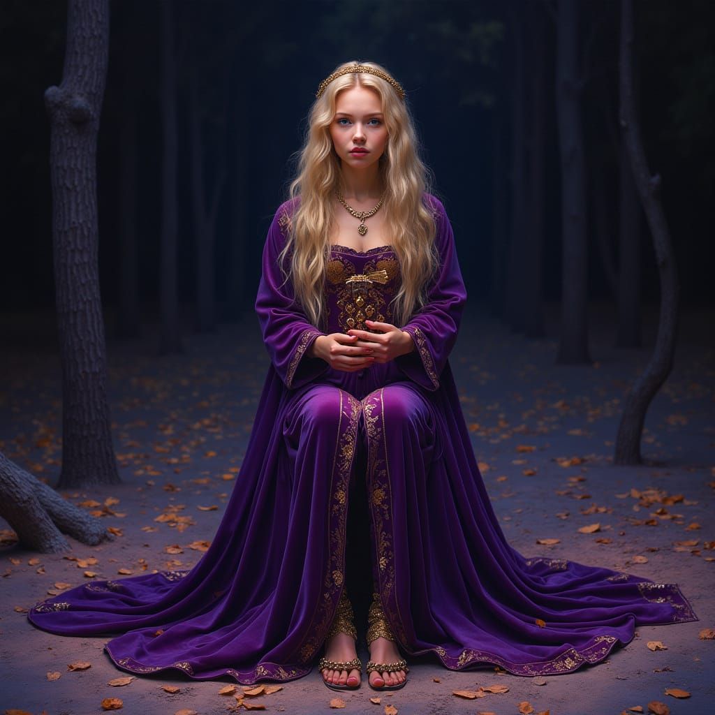 Mystical Sorceress in Rich Velvet Robes