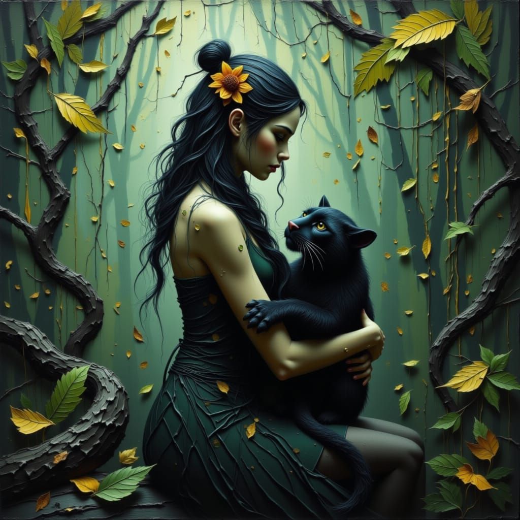 Jungle Priestess with Black Panther Pet