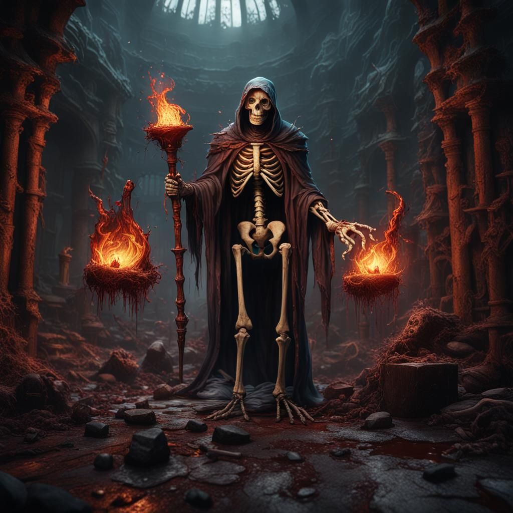 Fantastical Rotting Skeleton Wizards in Detailed Matte Paint...