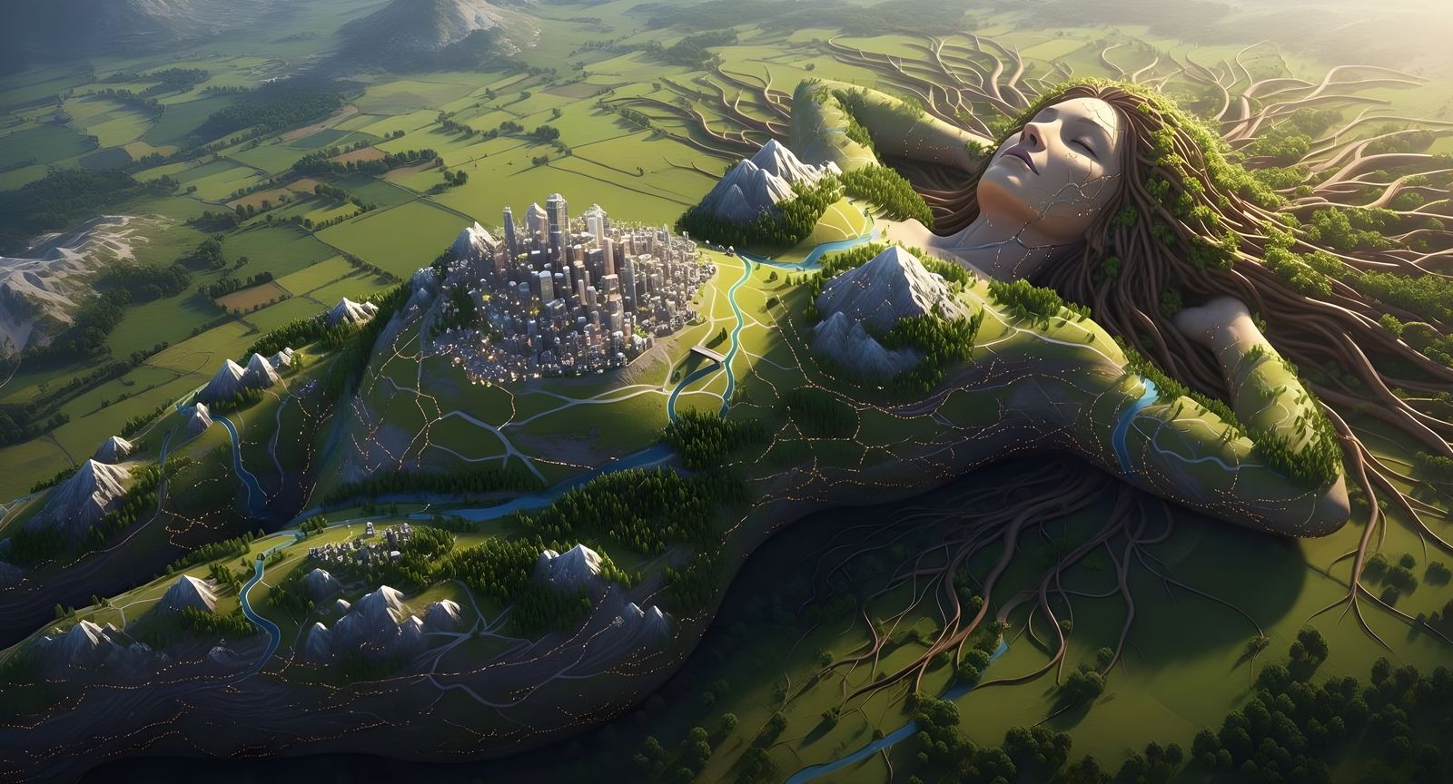 Gaia the Titaness with Cityscape