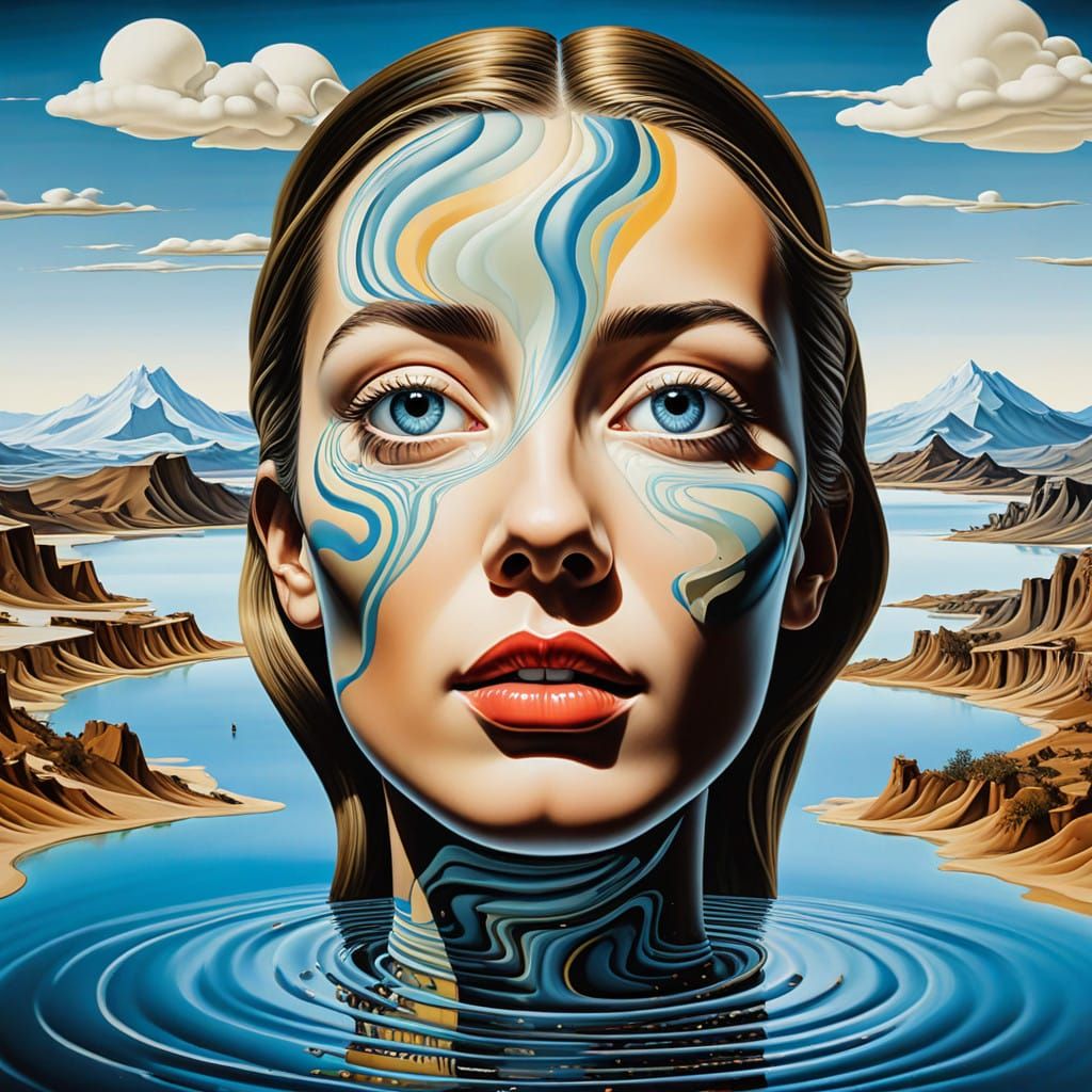 Surreal Op Art Portrait Unfolds in Constant Flux