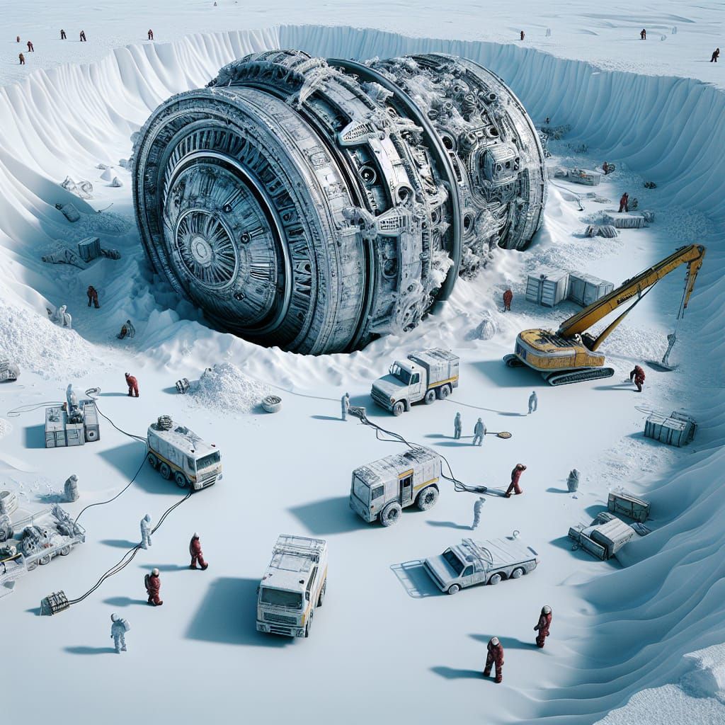 Spacecraft Discovery in Frozen Arctic Landscape