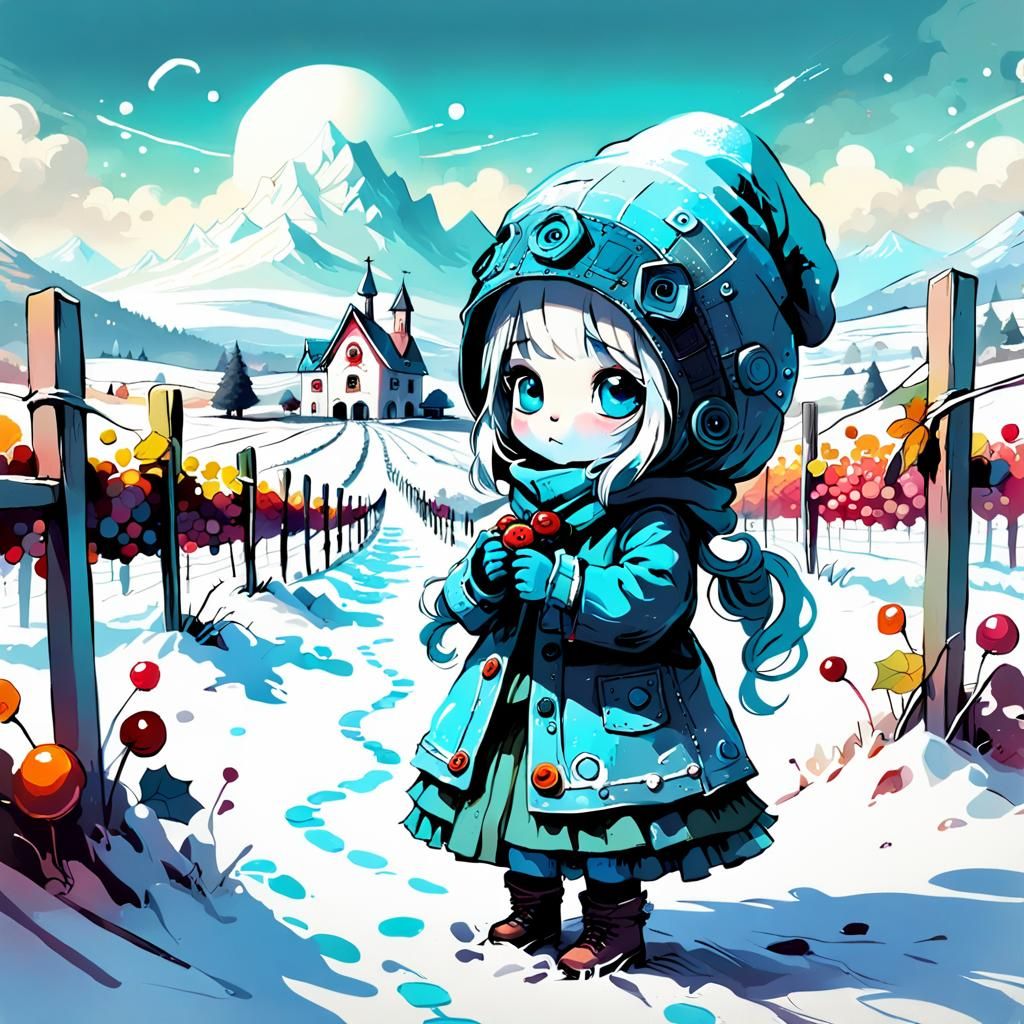 Ethereal Winter Ghost in Candyland Landscape