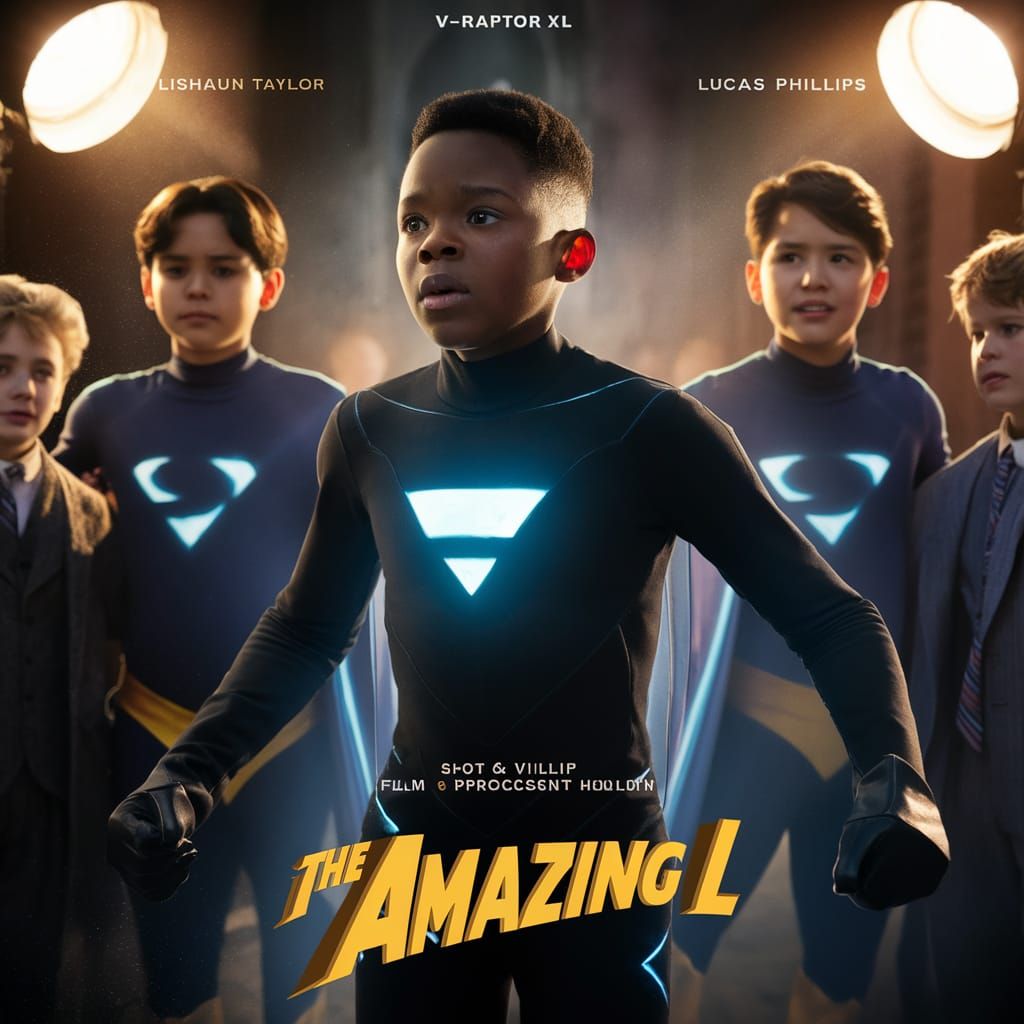 Cinematic Film Still of Boy in Glowing Suit