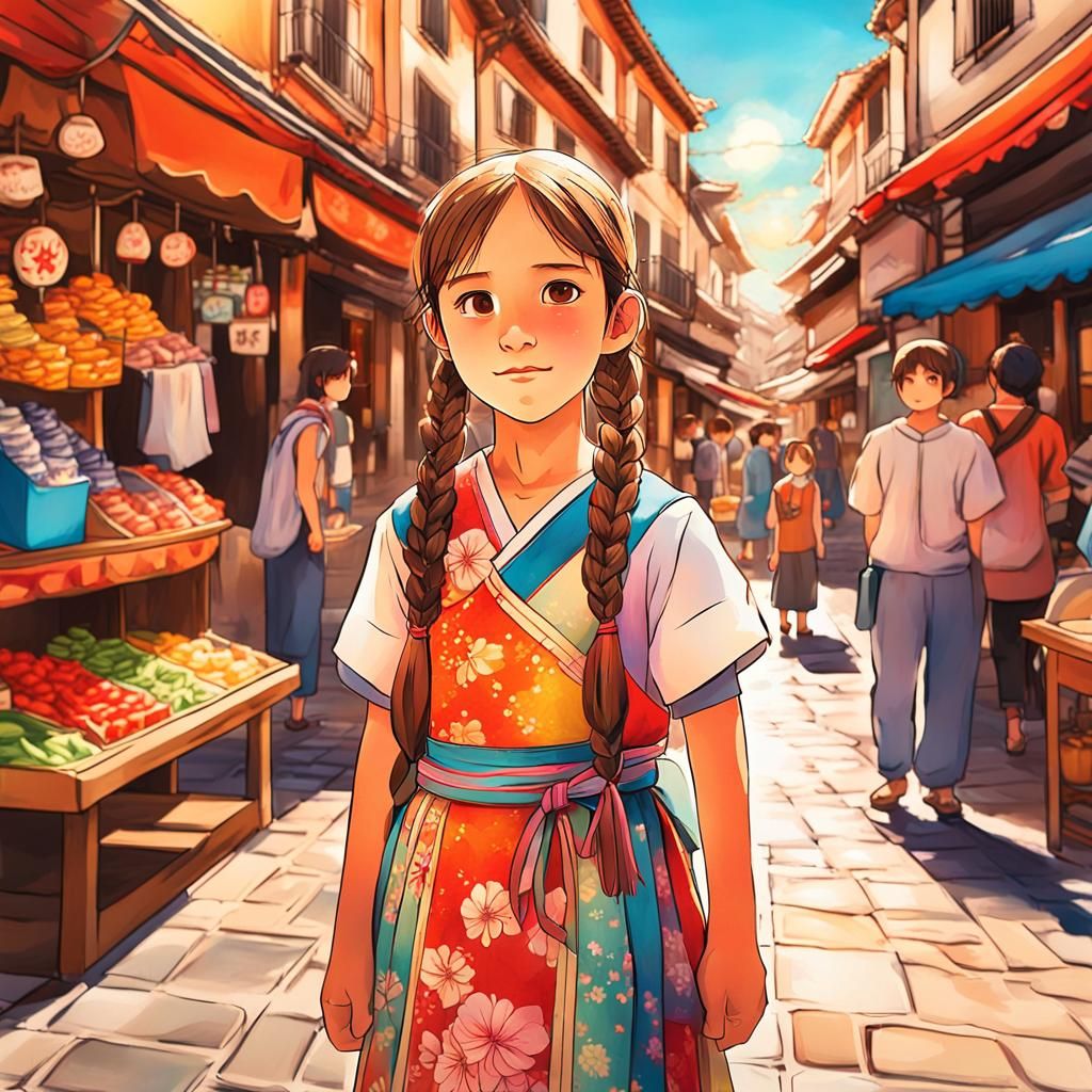 Latina Girl in Spain: Manga Style Folkloriko Dress
