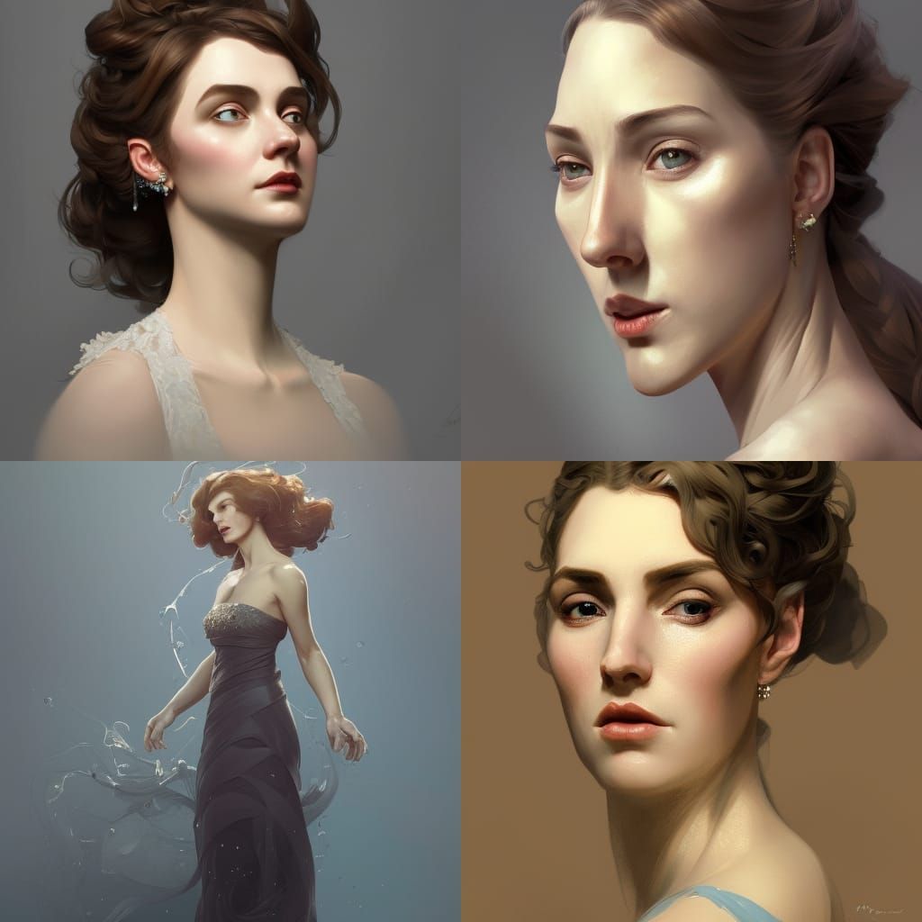 Large nosed elegant woman in a gown