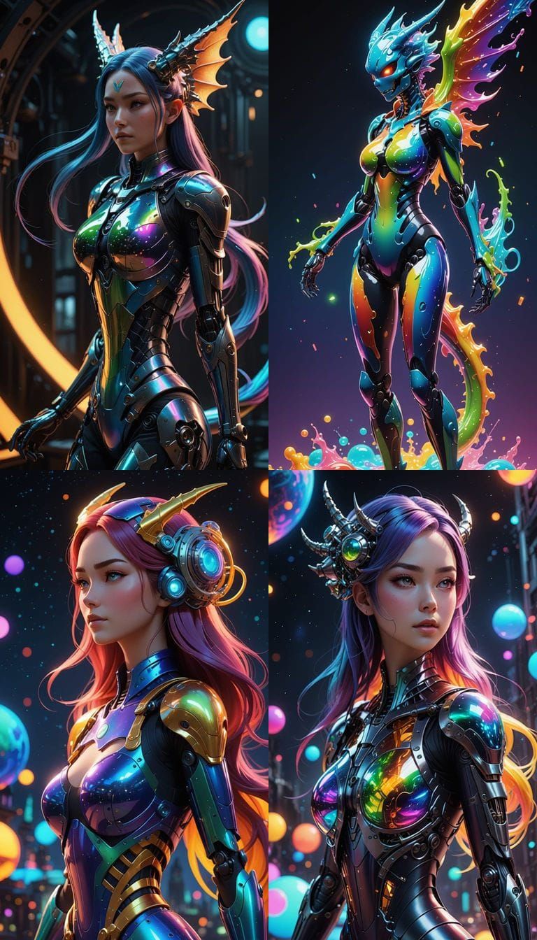 Metallic Dragon Girl with Radiant Slime Body