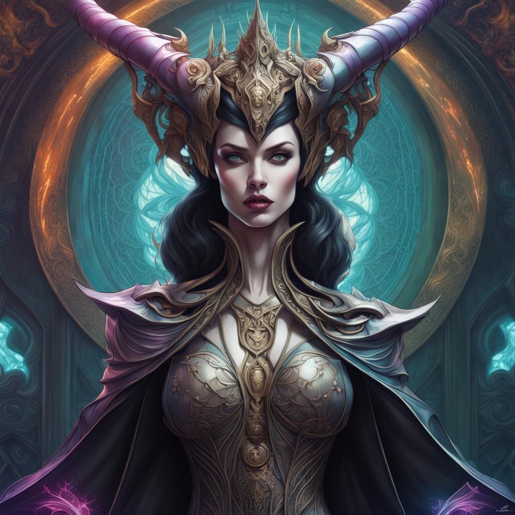 Gothic Mecha Goddess Portrait in Fine Art Style