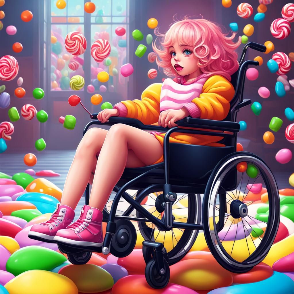 Girl in Wheelchair in Candy Art Style