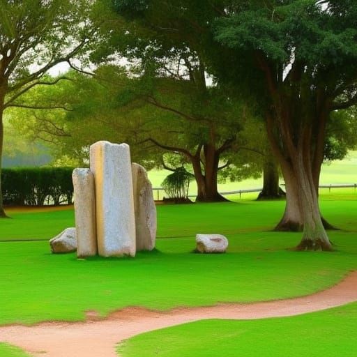 Stonehenge in Expressionist Style with Triadic Colors