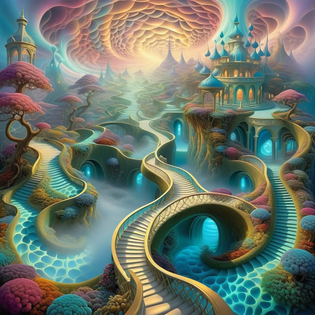 Ethereal Surreal Dreamscape with Volumetric Lighting