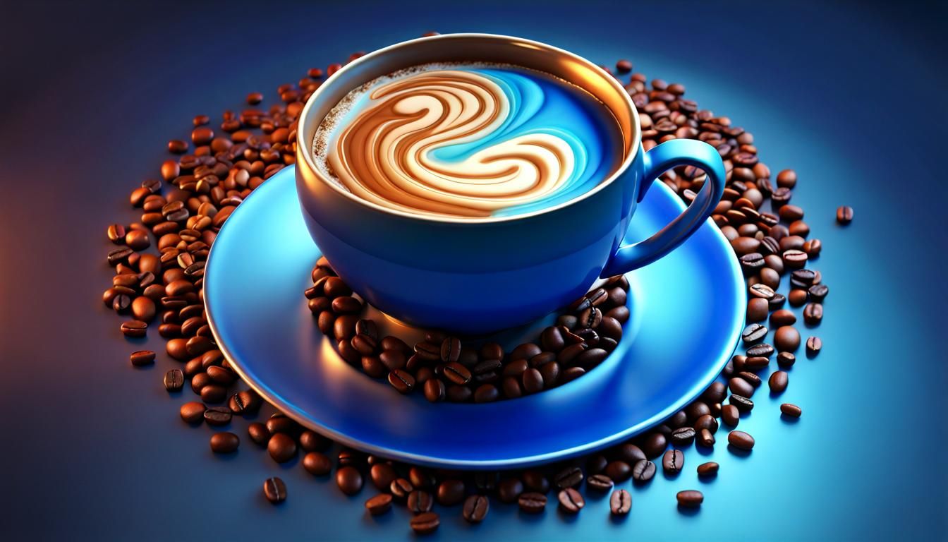 Fantastical 3D Coffee Cup Logo in Deep Color