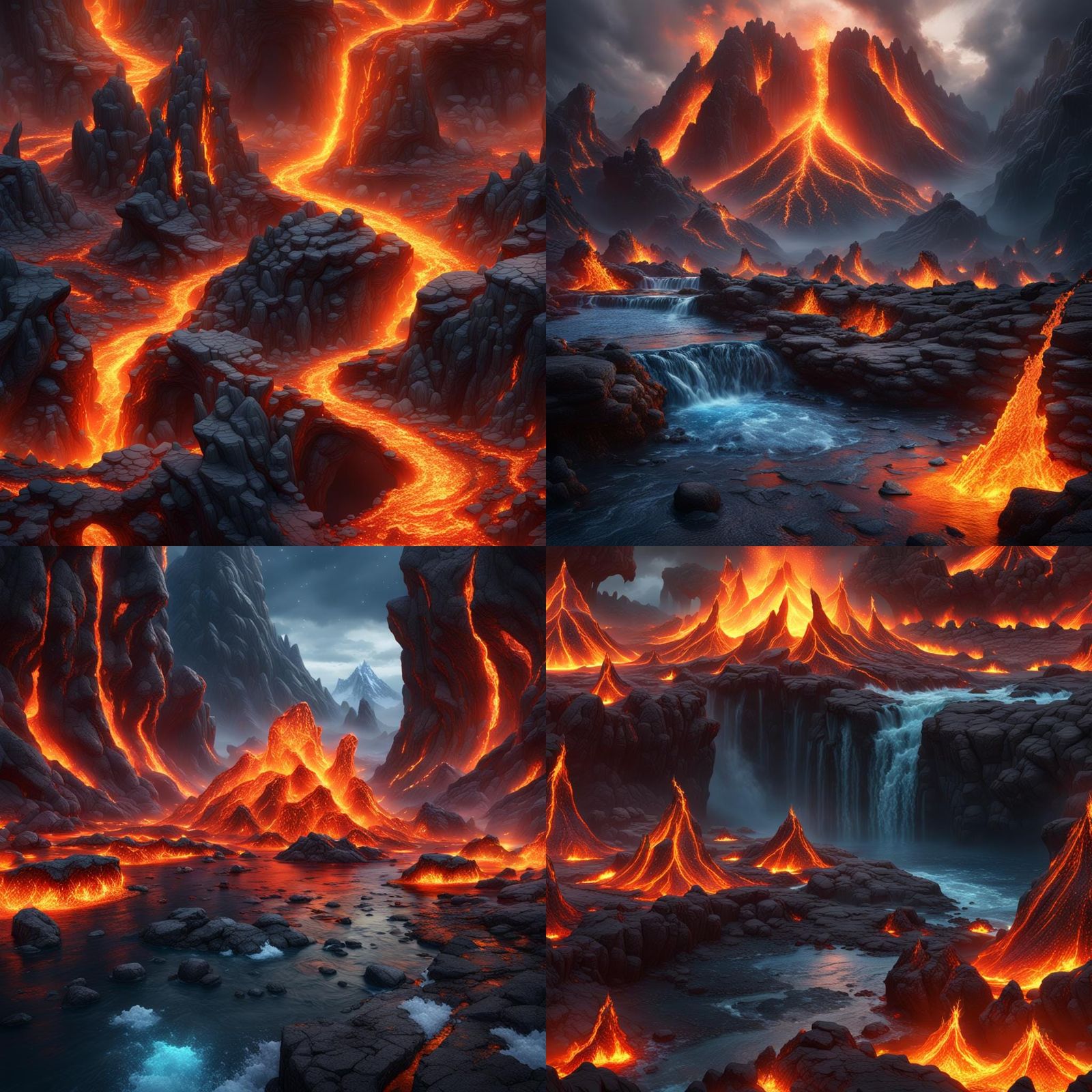 Fire, Lava, Ice, and Water: Detailed Matte Painting