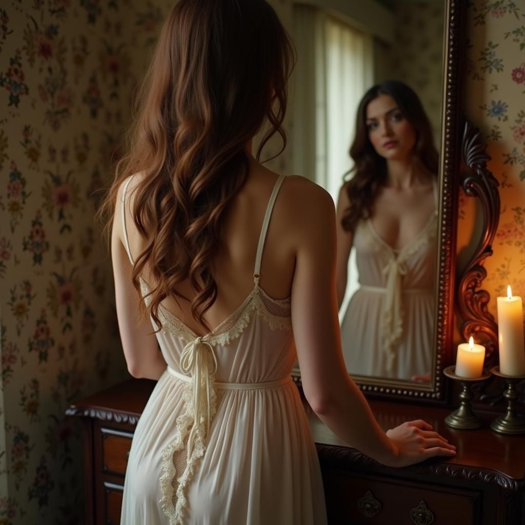 Victorian Woman in Boudoir, Pre-Raphaelite Style