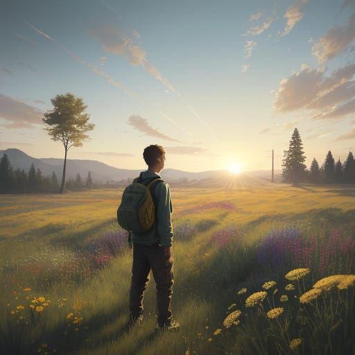 Sunny Meadow Scene in Photorealistic Style