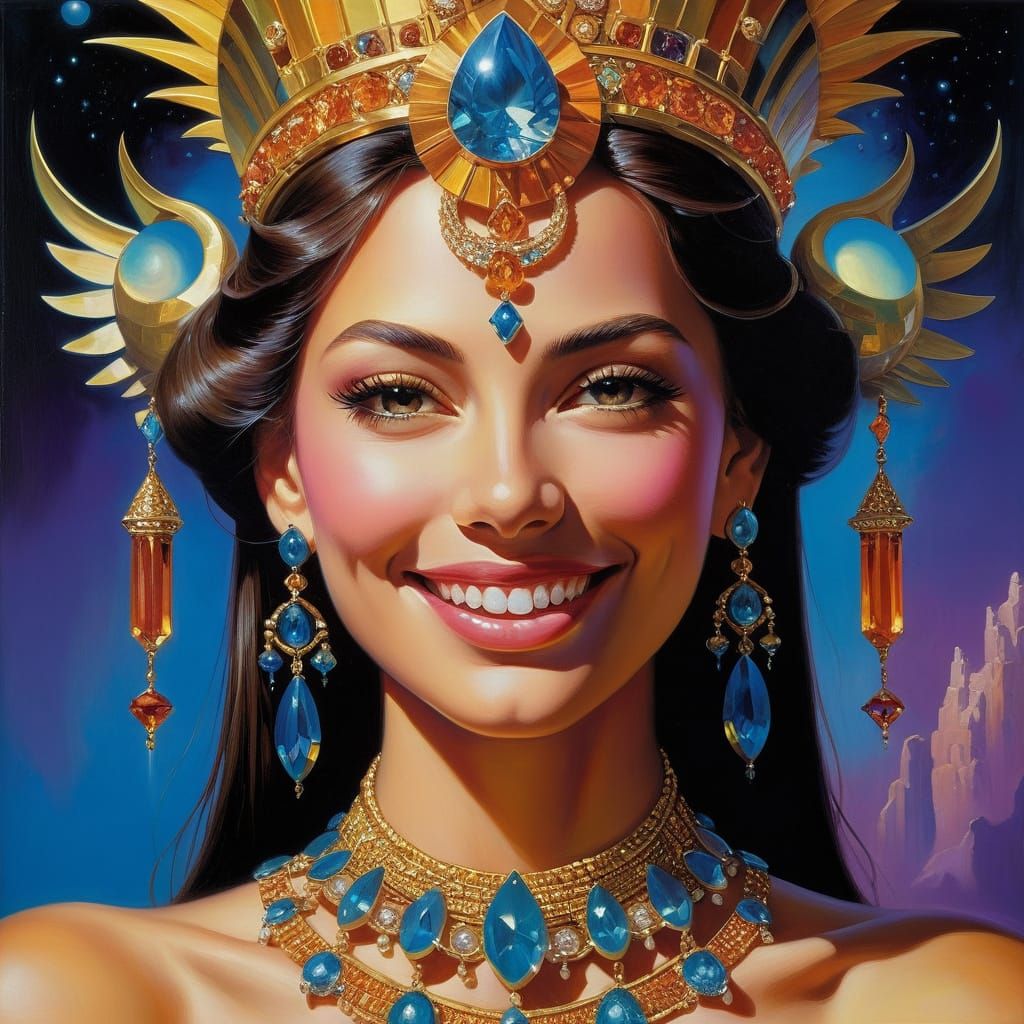 Enchanting Lady in Opulent Jewelry