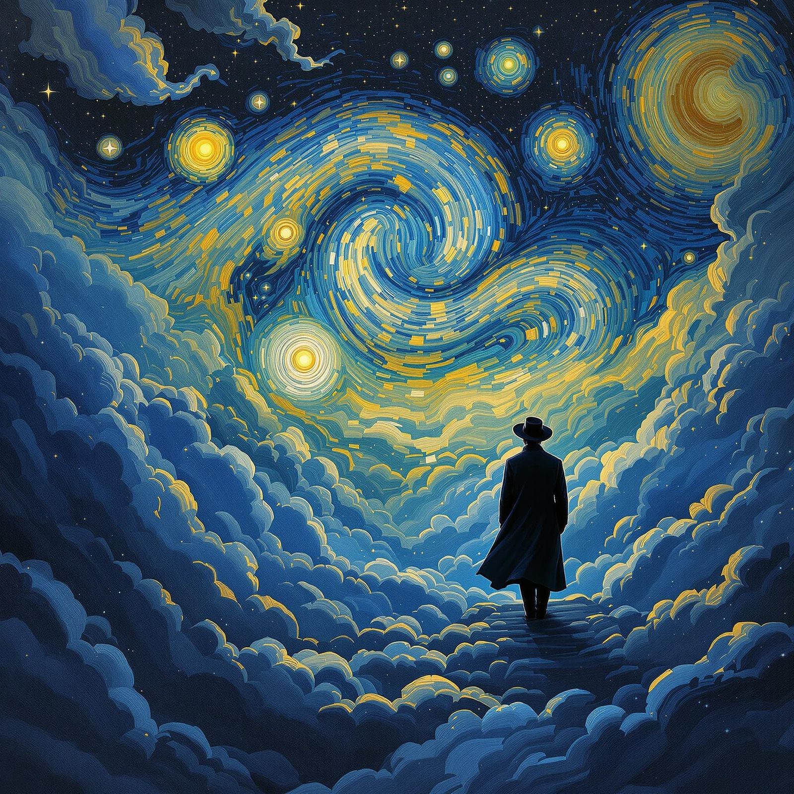 Vibrant Cloudscape in the Style of Van Gogh's Starry Night