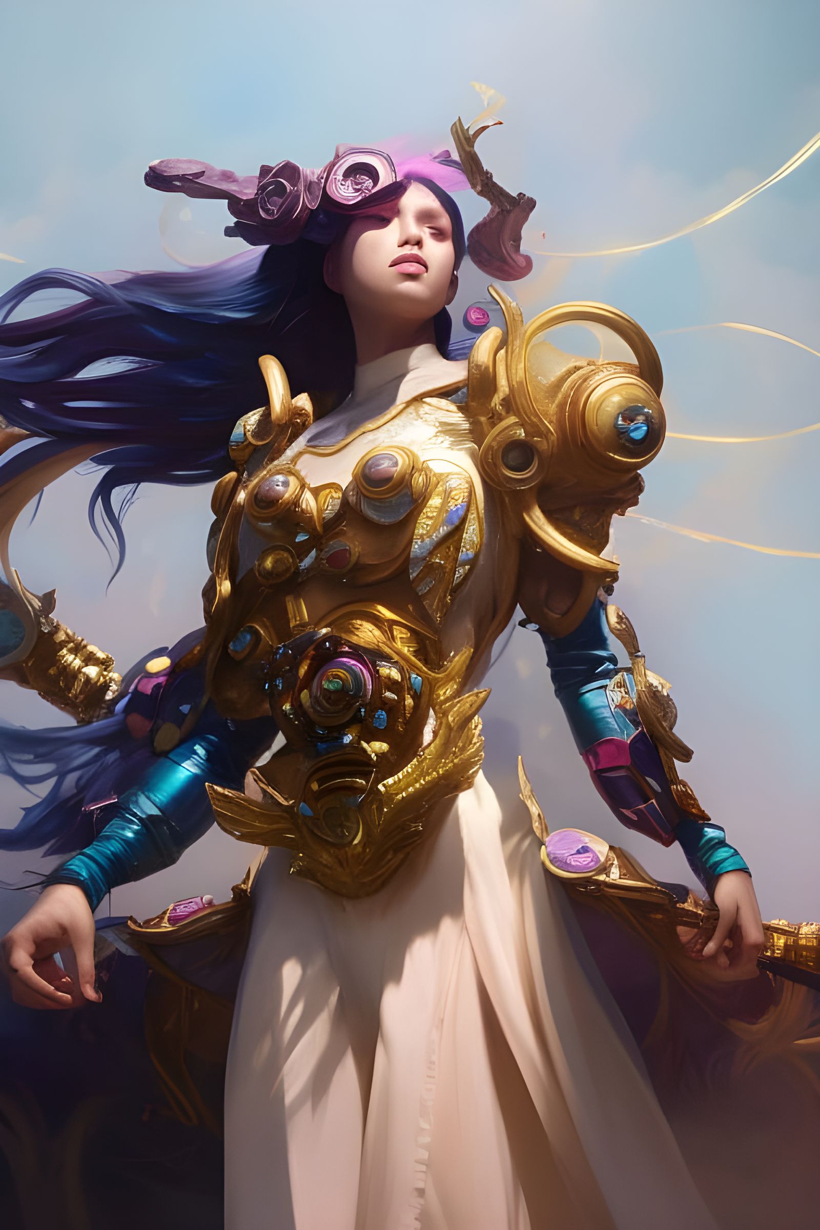 Air Oracle Golem Portrait in Expressionist Style
