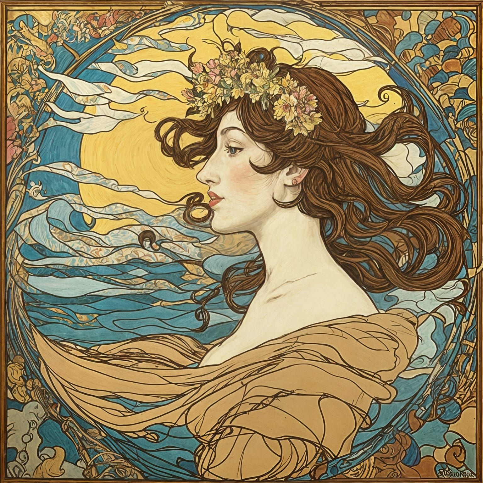 Birth of Venus in Art Nouveau Style