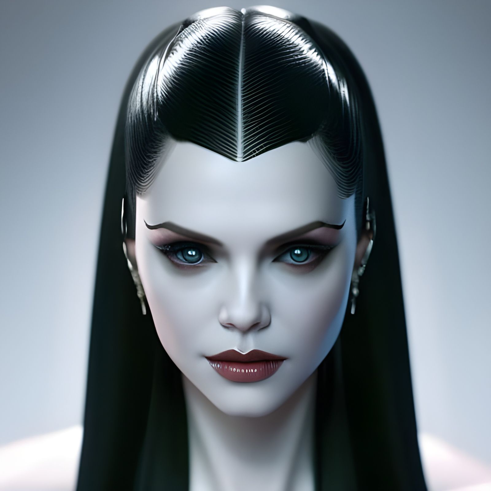 Gorgeous Goth Woman Portrait in Hyperrealistic Style