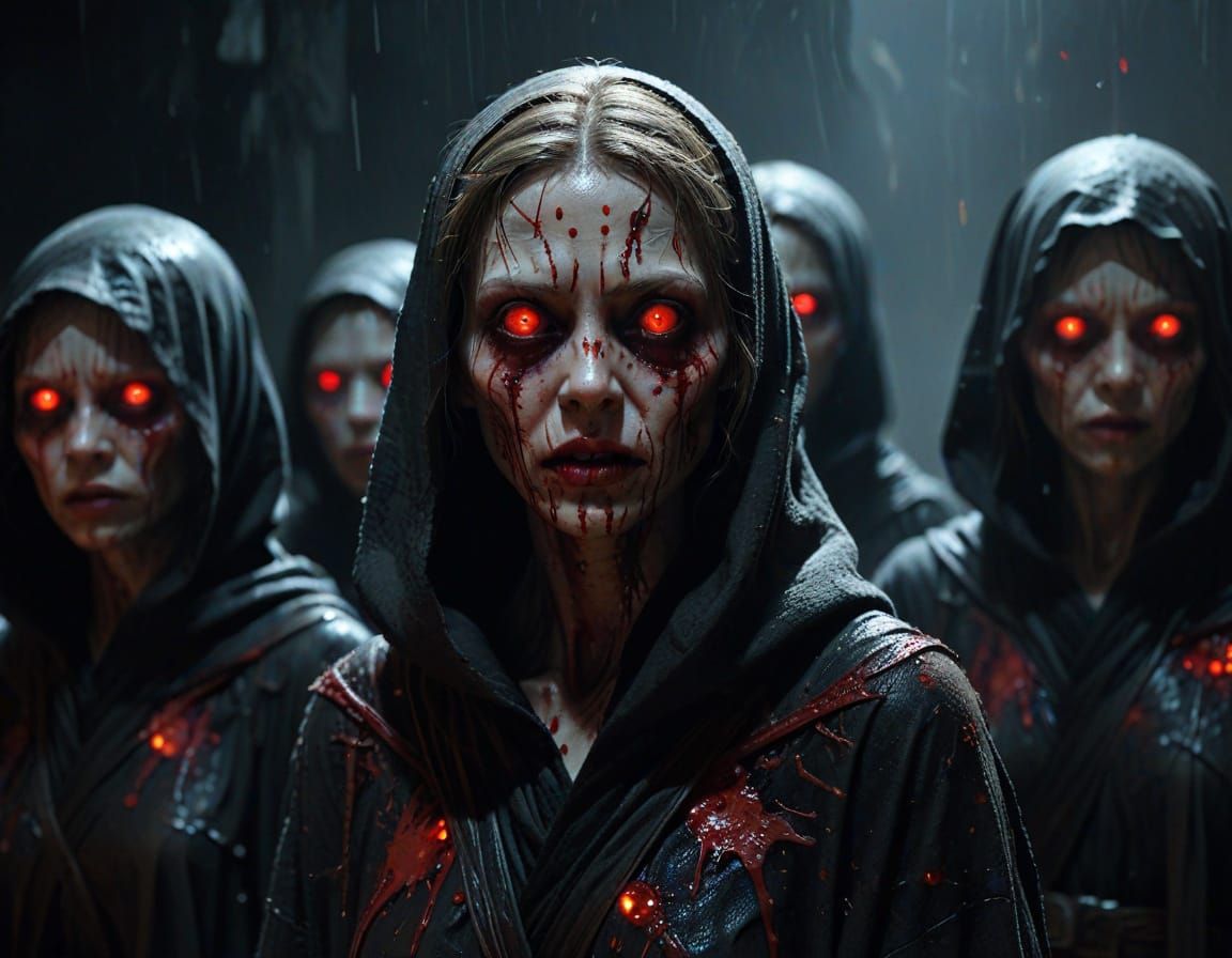 Sith Zombies in Darkness: Hyperrealistic Close-Up