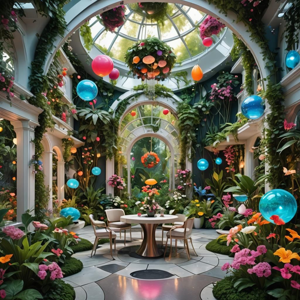 Futuristic Love Garden in Grand, Colorful Ambience