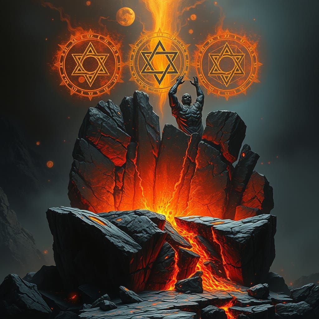 A high-view cinematic frame unveils a fractured obsidian alt...