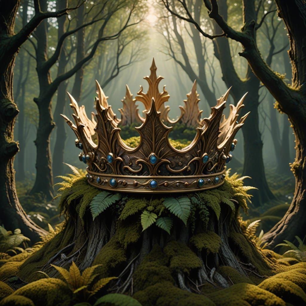 Colossal King's Crown with Miniature Forest, Cinematic Surre...