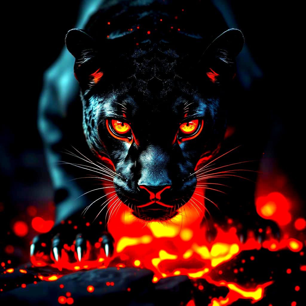 Dark Primal Panther of Lava and Shadow