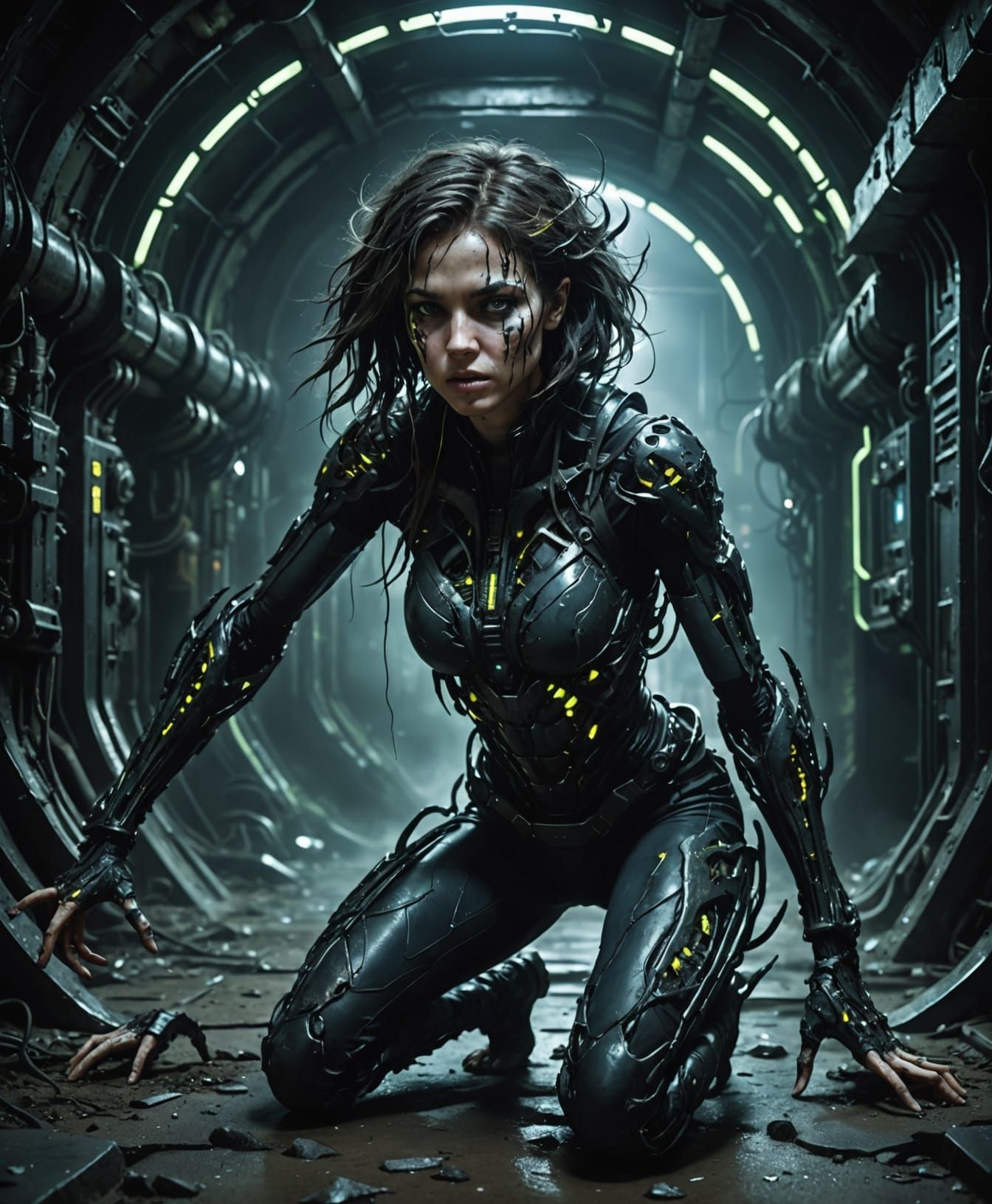 Warrior at Biomech Tunnel Mouth