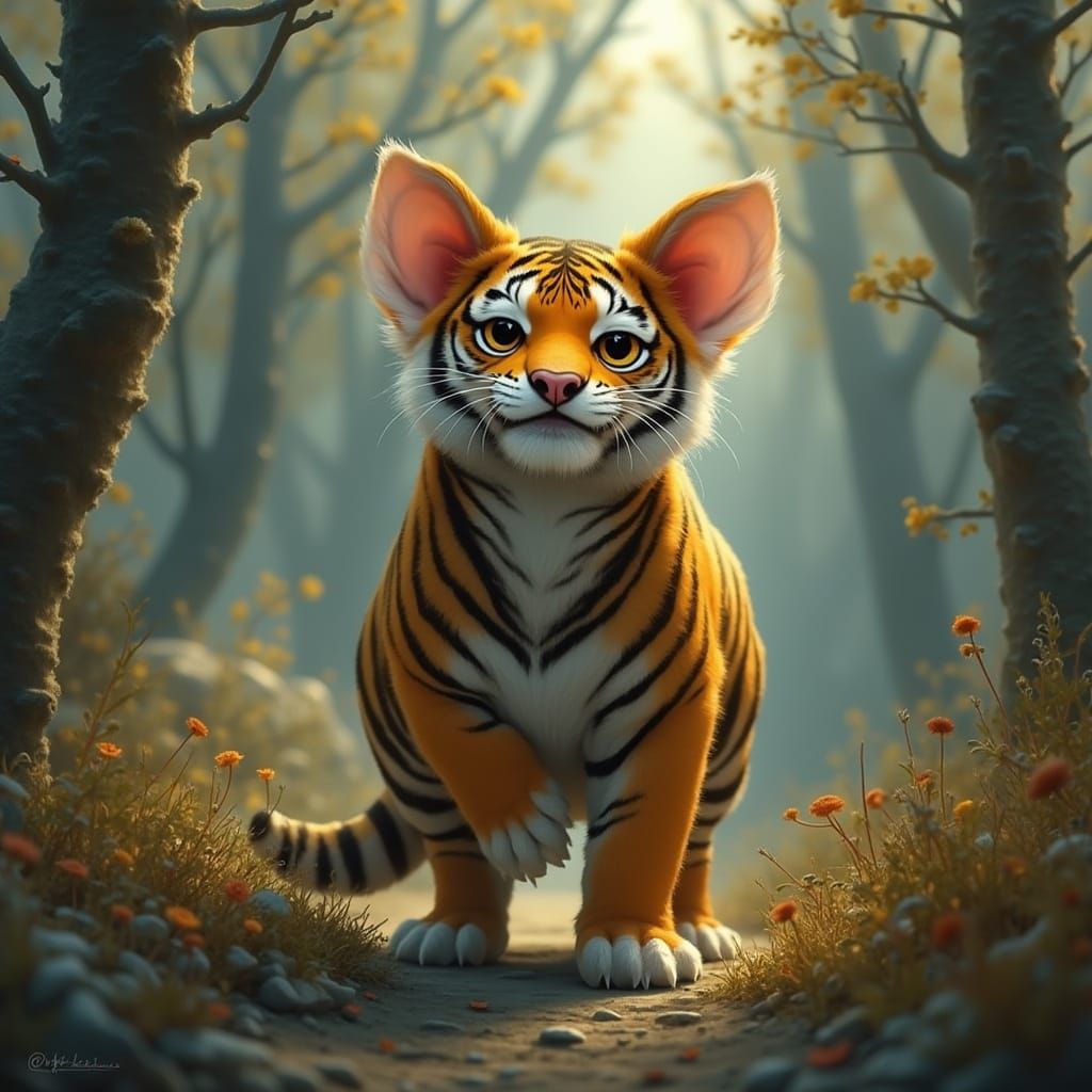 Arctic Hybrid Wolf-Tiger in Detailed Matte Painting