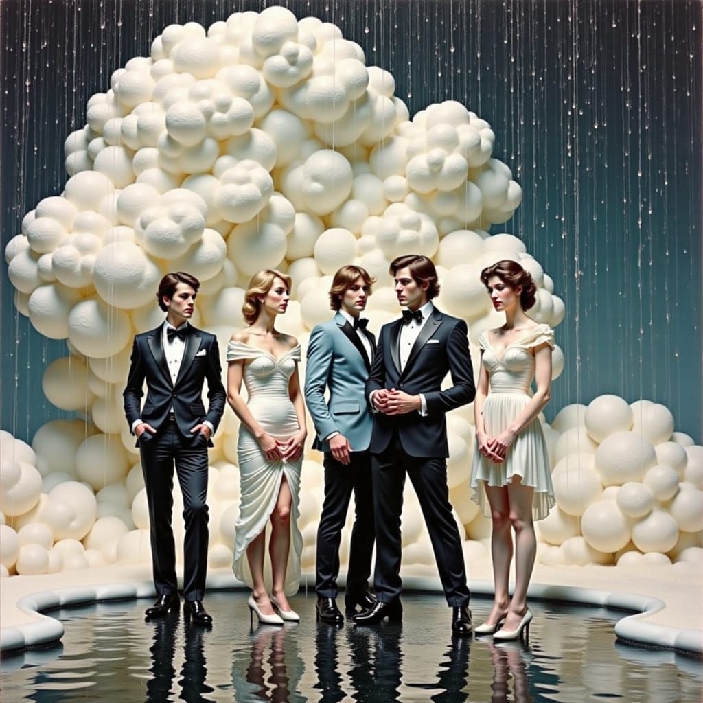 1980s Glamour Photoshoot in Glittering Rain