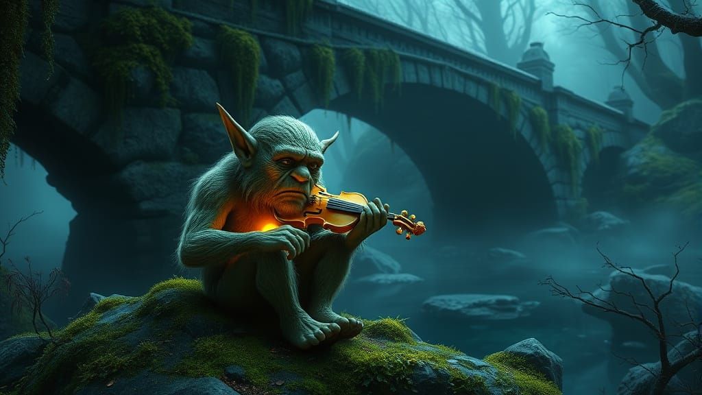 Moss Troll's Bioluminescent Violin Serenade
