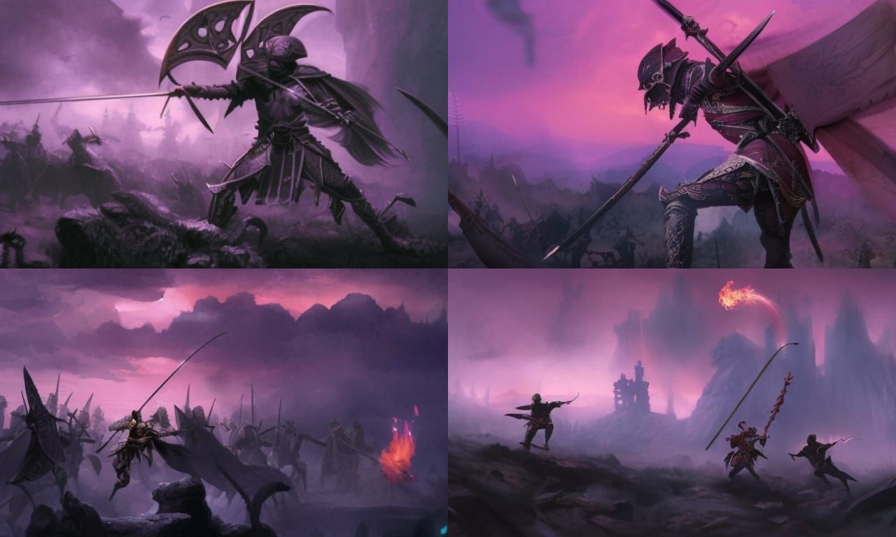 Epic Elf Warriors Battle Flaming Skeleton