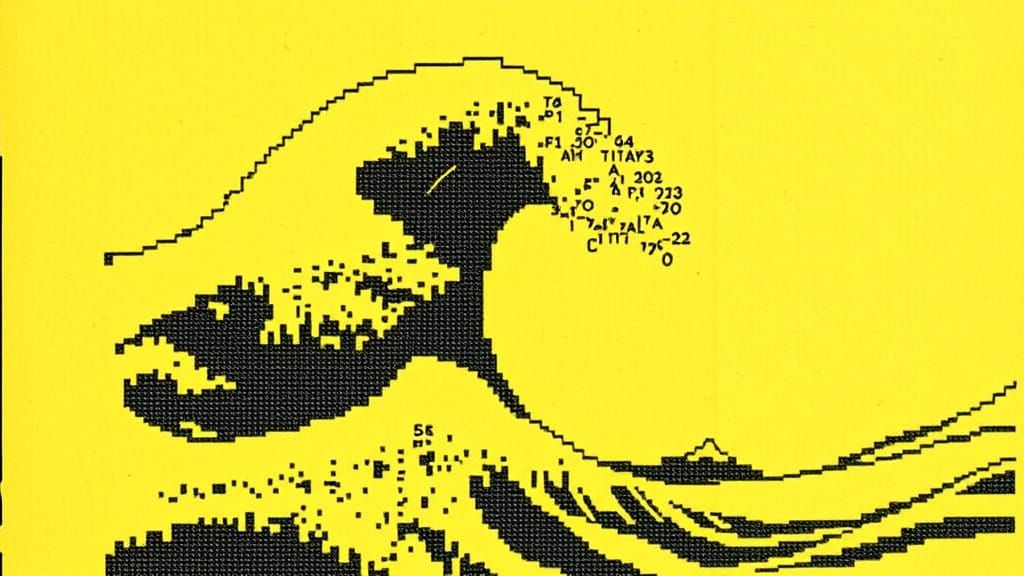Monochromatic ASCII Art of The Great Wave