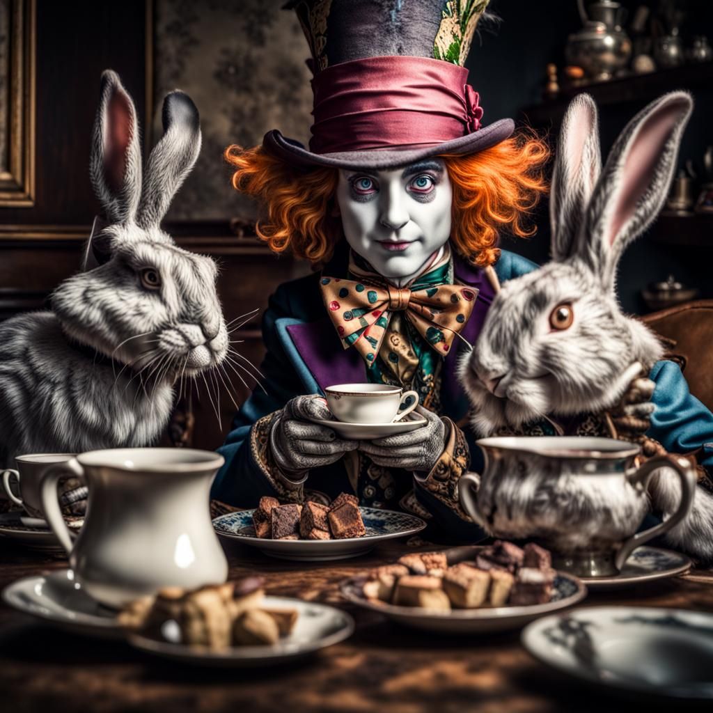 Alice in Wonderland Tea Party: Hyperrealistic 64 Megapixel I...