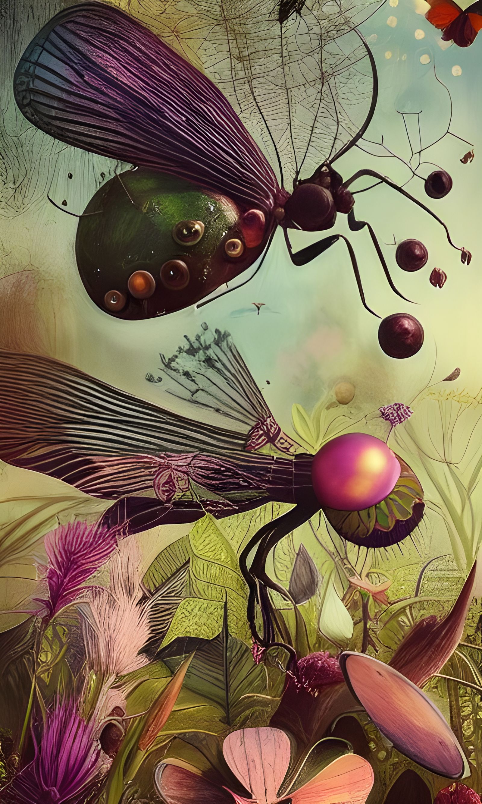 Surreal Alien Bugs in Intricate Maximalist Illustration