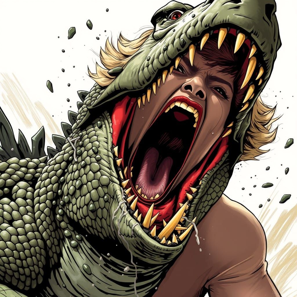 Komodo Dragon Devouring Princess: A Horrific Scene